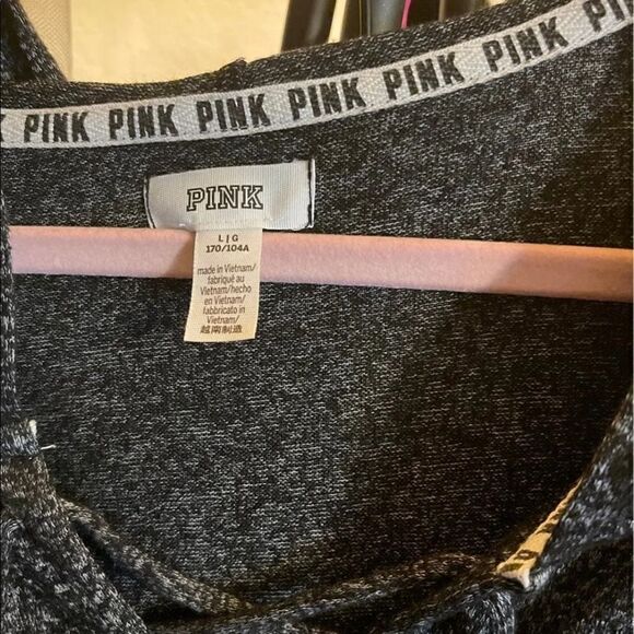 Large VS PINK cozy sleep set/ lace up hooded top & joggers- HTF pajamas/lounge - Picture 9 of 10